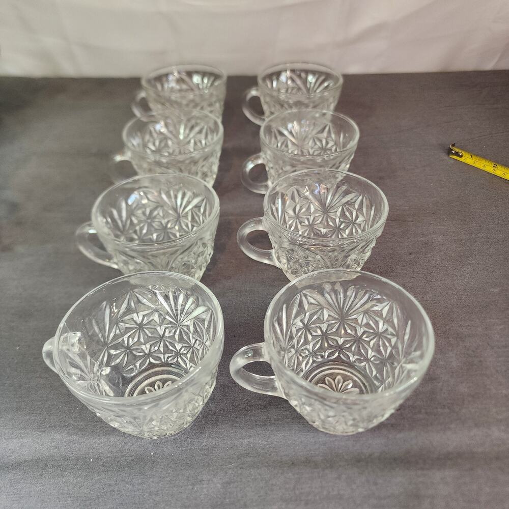 Vintage Arlington By Anchor Hocking Punch Bowl Cups Set Of 8
